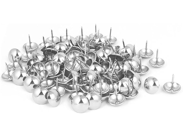 Koepelvormige nagel zilver toon 100st - afbeelding 1 van  2