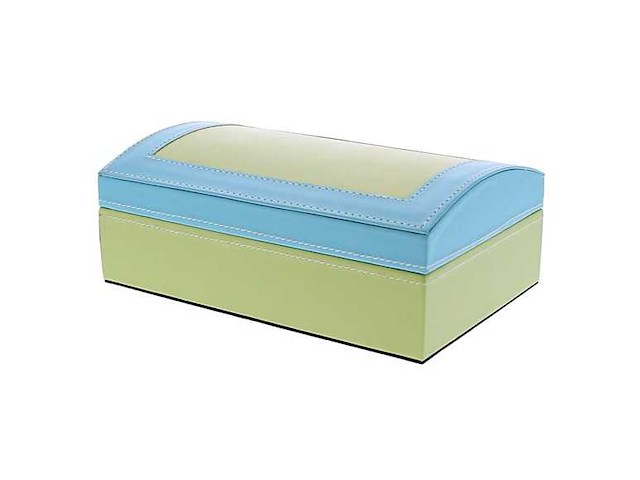 Koffer leder rechthoekig blauw/groen plat - kerst- & seizoensartikelen (39x) - afbeelding 1 van  3
