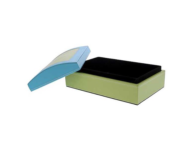Koffer leder rechthoekig blauw/groen plat - kerst- & seizoensartikelen (39x) - afbeelding 2 van  3
