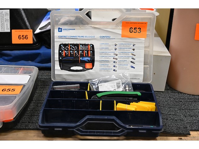 Koffer met hirschmann connectors en tangen - afbeelding 1 van  2