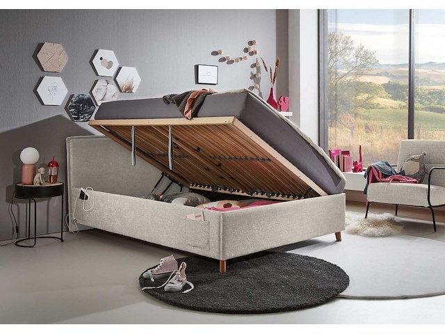 Kofferbed ollie | 90 x 200 cm | beigekleurig design - afbeelding 1 van  7