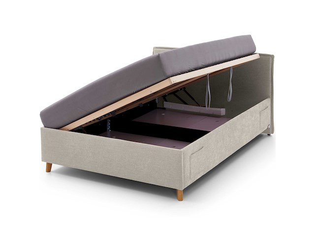 Kofferbed ollie | 90 x 200 cm | beigekleurig design - afbeelding 2 van  7