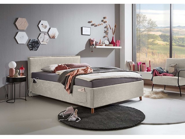 Kofferbed ollie | 90 x 200 cm | beigekleurig design - afbeelding 3 van  7