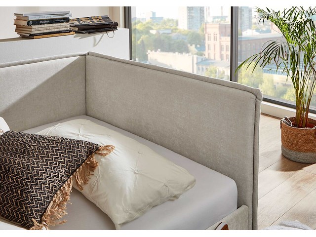Kofferbed ollie | met rugleuning | 90 x 200 cm | beigekleurig design - afbeelding 2 van  12