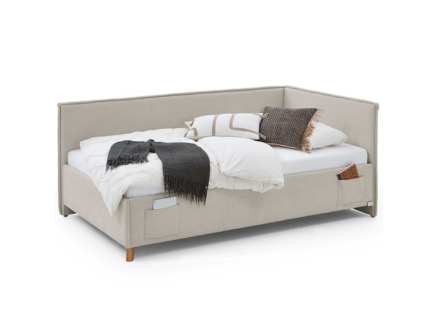 Kofferbed ollie | met rugleuning | 90 x 200 cm | beigekleurig design - afbeelding 8 van  12