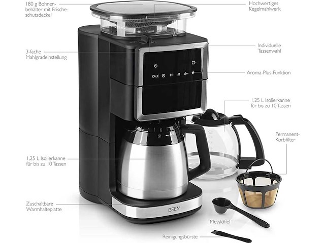 Koffiemachine met molen - fresh aroma perfect iii duo - beem - afbeelding 6 van  6