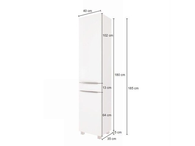 Kolomkast hansen 40cm 2 deuren & 1 lade - geel/wit - afbeelding 2 van  7