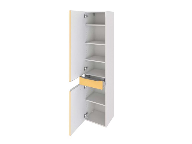 Kolomkast hansen 40cm 2 deuren & 1 lade - geel/wit - afbeelding 5 van  7