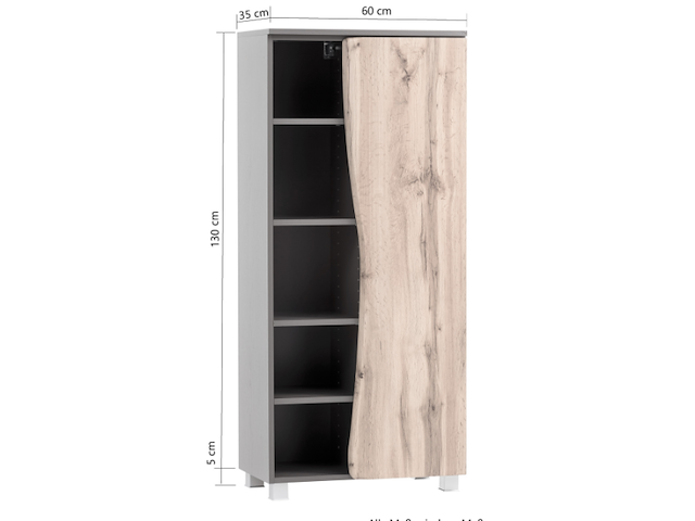 Kolomkast karan 60cm 1 deur - eik - afbeelding 6 van  7