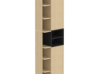 Kolomkast kuba 9 legplanken, 2 draaideuren-lichte eik/zwart - afbeelding 2 van  7