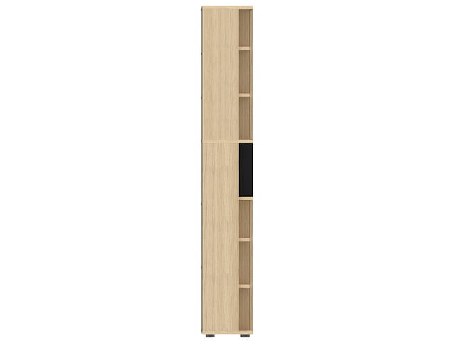 Kolomkast kuba 9 legplanken, 2 draaideuren-lichte eik/zwart - afbeelding 4 van  7