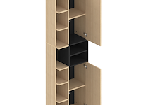 Kolomkast kuba 9 legplanken, 2 draaideuren-lichte eik/zwart - afbeelding 7 van  7
