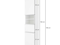 Kolomkast lotuk hoog met 2 deuren & 1 lade - grijze eik - afbeelding 6 van  7