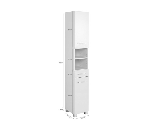 Kolomkast pares 30cm 2 deuren & 1 lade - grafiet/wotan eik - afbeelding 4 van  7