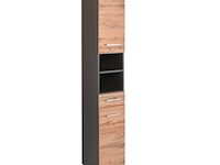 Kolomkast pares 30cm 2 deuren & 1 lade - grafiet/wotan eik - afbeelding 7 van  7