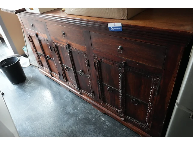 Koloniale meubelset massief hout: dressoir, kast en tv-meubel - afbeelding 1 van  8