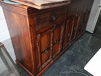 Koloniale meubelset massief hout: dressoir, kast en tv-meubel - afbeelding 2 van  8