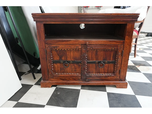 Koloniale meubelset massief hout: dressoir, kast en tv-meubel - afbeelding 6 van  8