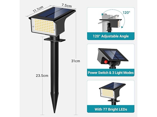 Kolpop 10 stuks / 77 led buitenlampen op zonne-energie - afbeelding 2 van  5