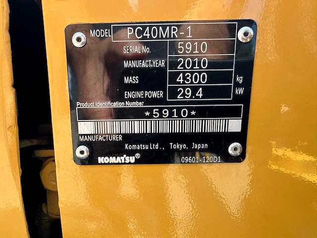 Komatsu - 2010 - pc40mr-1 - minigraafmachine - afbeelding 10 van  41