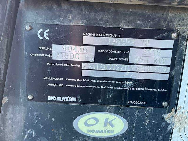 Komatsu - d65px-18 - bulldozer - 2016 - afbeelding 18 van  30