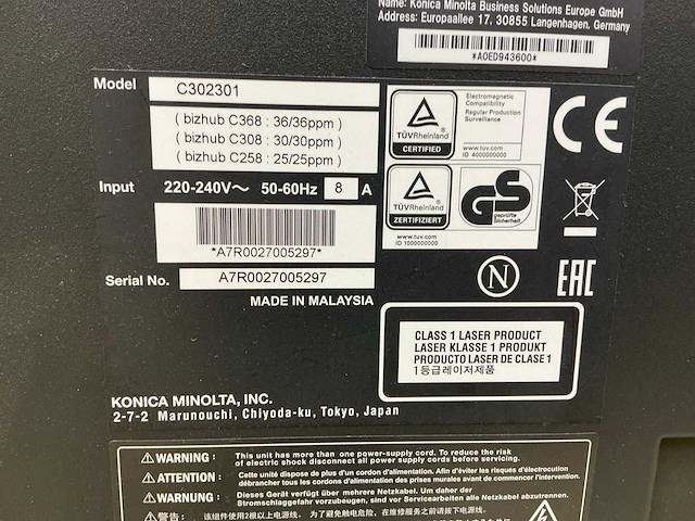 Konica minolta bizhub c 258 printer & scanner - afbeelding 9 van  17