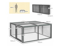 Konijnenhok opvouwbare konijnenkooi met handvat bovenop openbaar voor 2 tot 3 cavia's - afbeelding 3 van  4