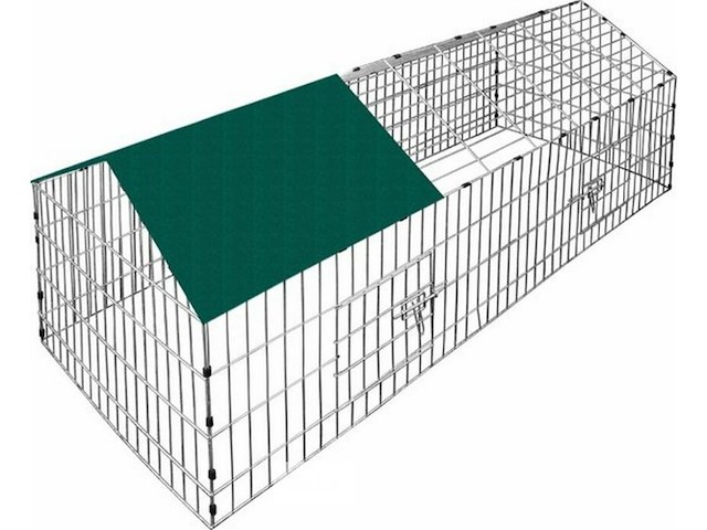 Konijnenren - metaal overdekt 180 x 75 x 75cm - groen - afbeelding 1 van  3