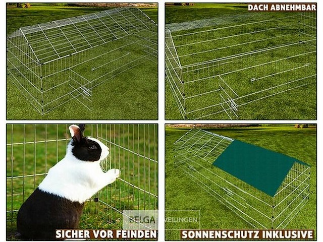Konijnenren - metaal overdekt 180 x 75 x 75cm - groen - afbeelding 3 van  3