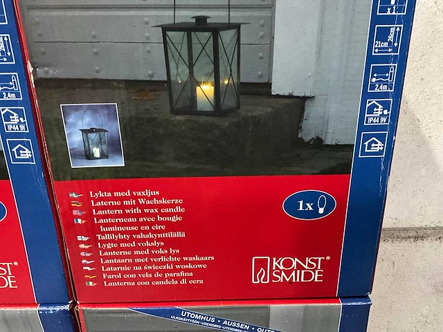 Konstsmide lantaarn met verlichte waskaars (4x) - afbeelding 2 van  3