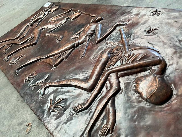 Koperen 3-d afrikaans tafereel wanddecoratie - afbeelding 2 van  3