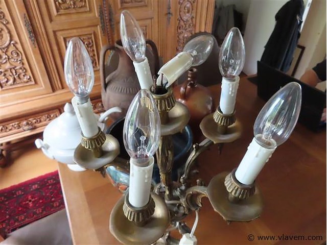 Koperen bijzetlamp, 6 lichtpunten - afbeelding 3 van  4
