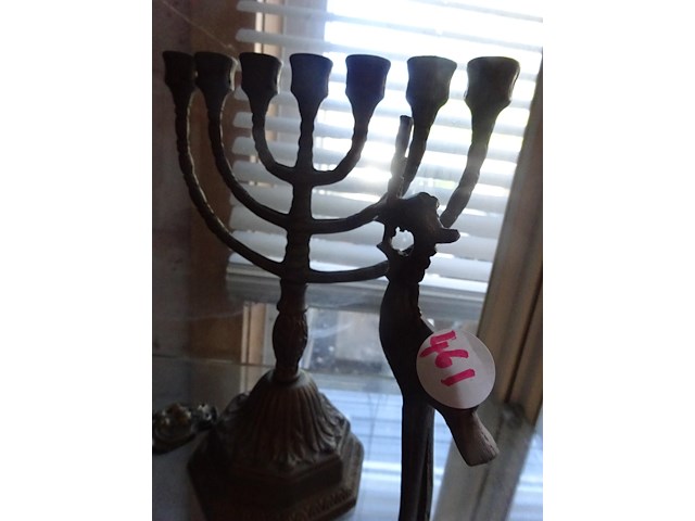 Koperen kandelaar h22 en vogel - afbeelding 2 van  2