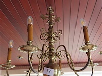 Koperen luster 6 lichtpunten - afbeelding 1 van  3