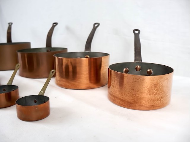 Koperen pannenset (x8) - afbeelding 4 van  6