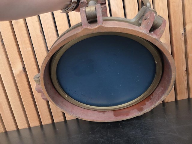 Koperen patrijspoort met spiegel - afbeelding 6 van  6