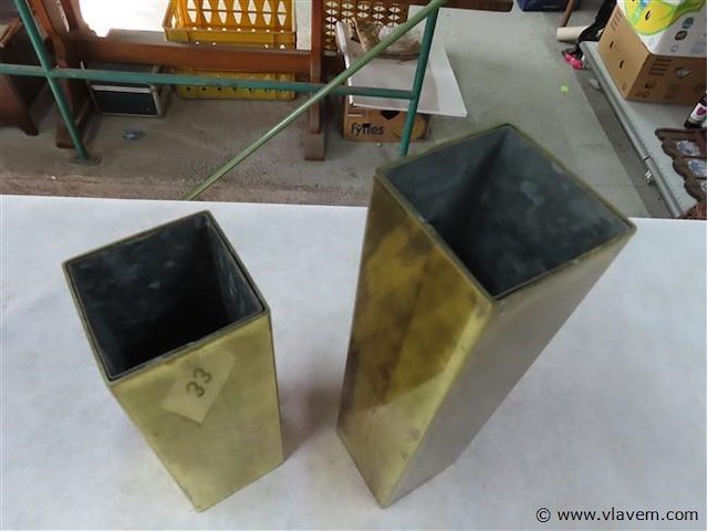 Koperen vierkante vazen h24 en h31cm - afbeelding 2 van  3