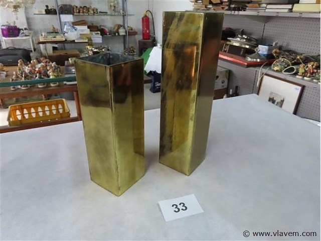 Koperen vierkante vazen h24 en h31cm - afbeelding 3 van  3