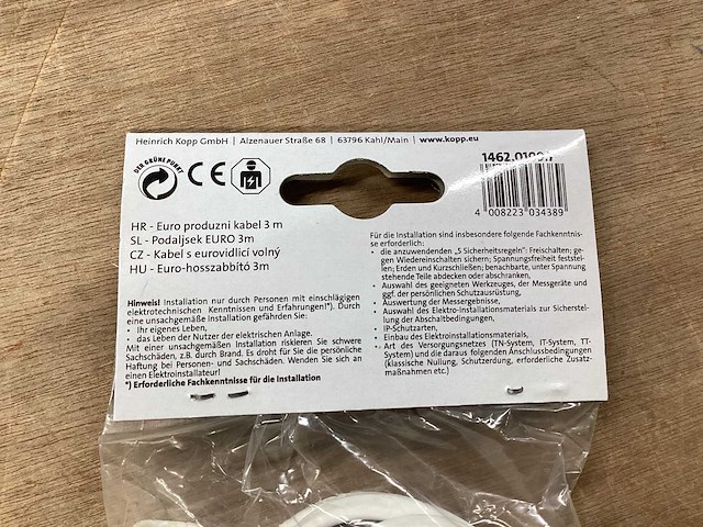 Kopp euro verlengsnoer, 3 meter (34x) - afbeelding 4 van  4