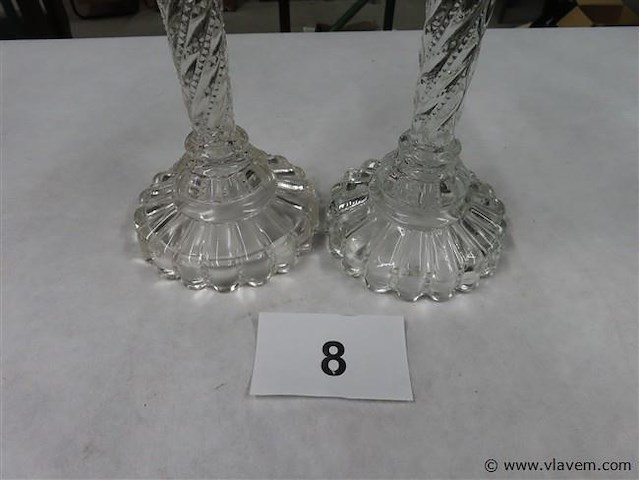 Koppel glazen kandelaars - afbeelding 3 van  3
