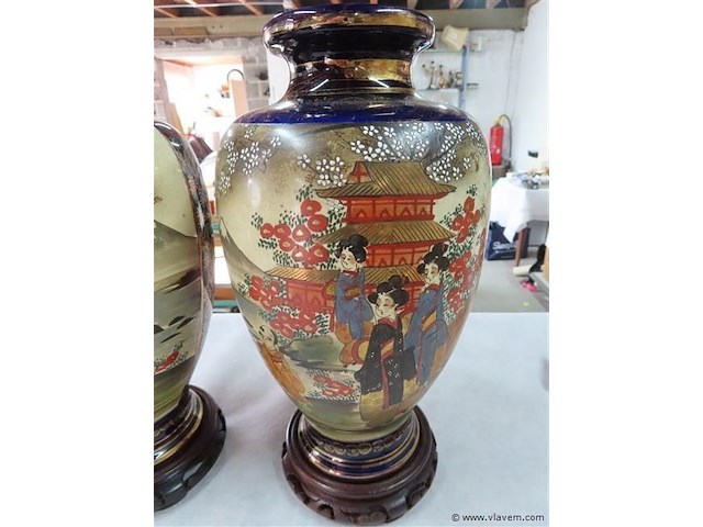 Koppel japanse vazen h 36cm - afbeelding 2 van  4