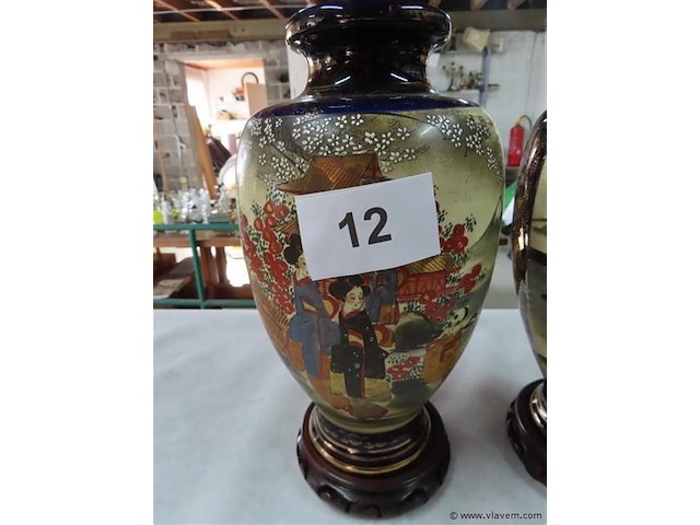 Koppel japanse vazen h 36cm - afbeelding 3 van  4