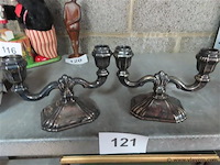 Koppel kandelaars verzilverd - afbeelding 1 van  3