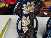 Koppel keramieken art-nouveau vazen - afbeelding 2 van  4