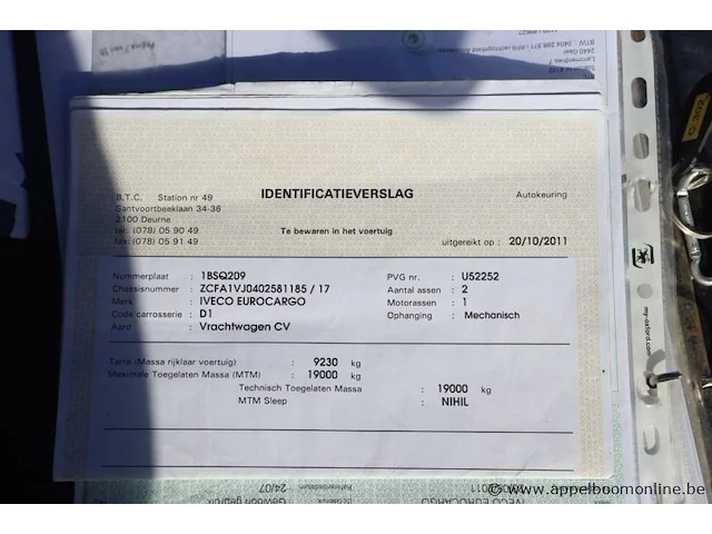 Kraanwagen iveco ml190el, datum 1ste inschr 23/08/2011, chassis nr zcfa1vj0402581185, diesel, euro 5, km-stand laatste keuring 42480, vv kraan hmf rcl 5301 - afbeelding 4 van  15