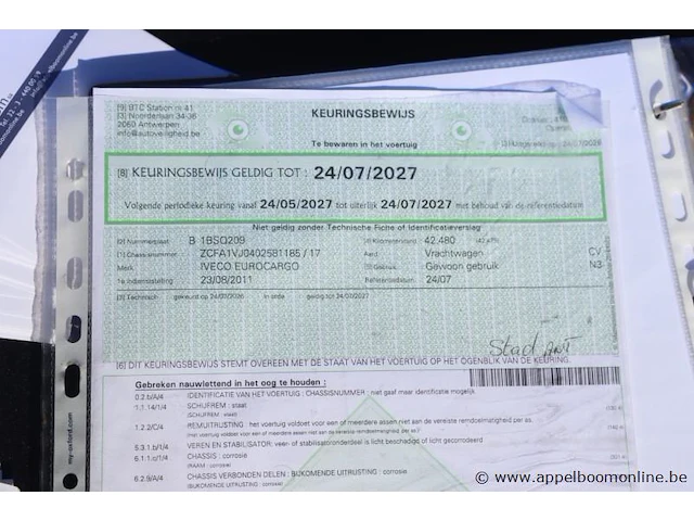 Kraanwagen iveco ml190el, datum 1ste inschr 23/08/2011, chassis nr zcfa1vj0402581185, diesel, euro 5, km-stand laatste keuring 42480, vv kraan hmf rcl 5301 - afbeelding 5 van  15