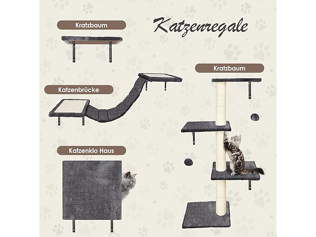 Krabpaal + wand klimelementen katten - afbeelding 2 van  5