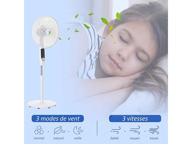 Krachtige 50 w voetstukventilator, hoogteverstelbare ventilator 118-138 cm - afbeelding 1 van  1