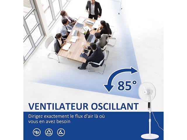Krachtige 50 w voetstukventilator, hoogteverstelbare ventilator 118-138 cm - afbeelding 2 van  2