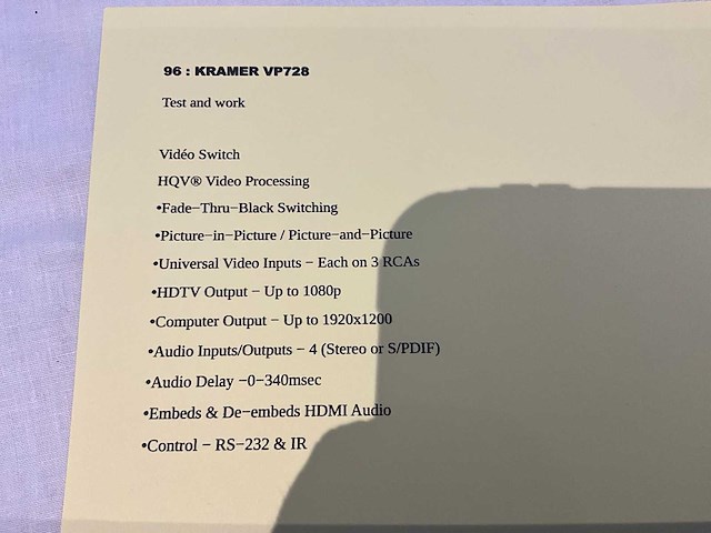 Kramer vp-728 videoswitch - afbeelding 5 van  5